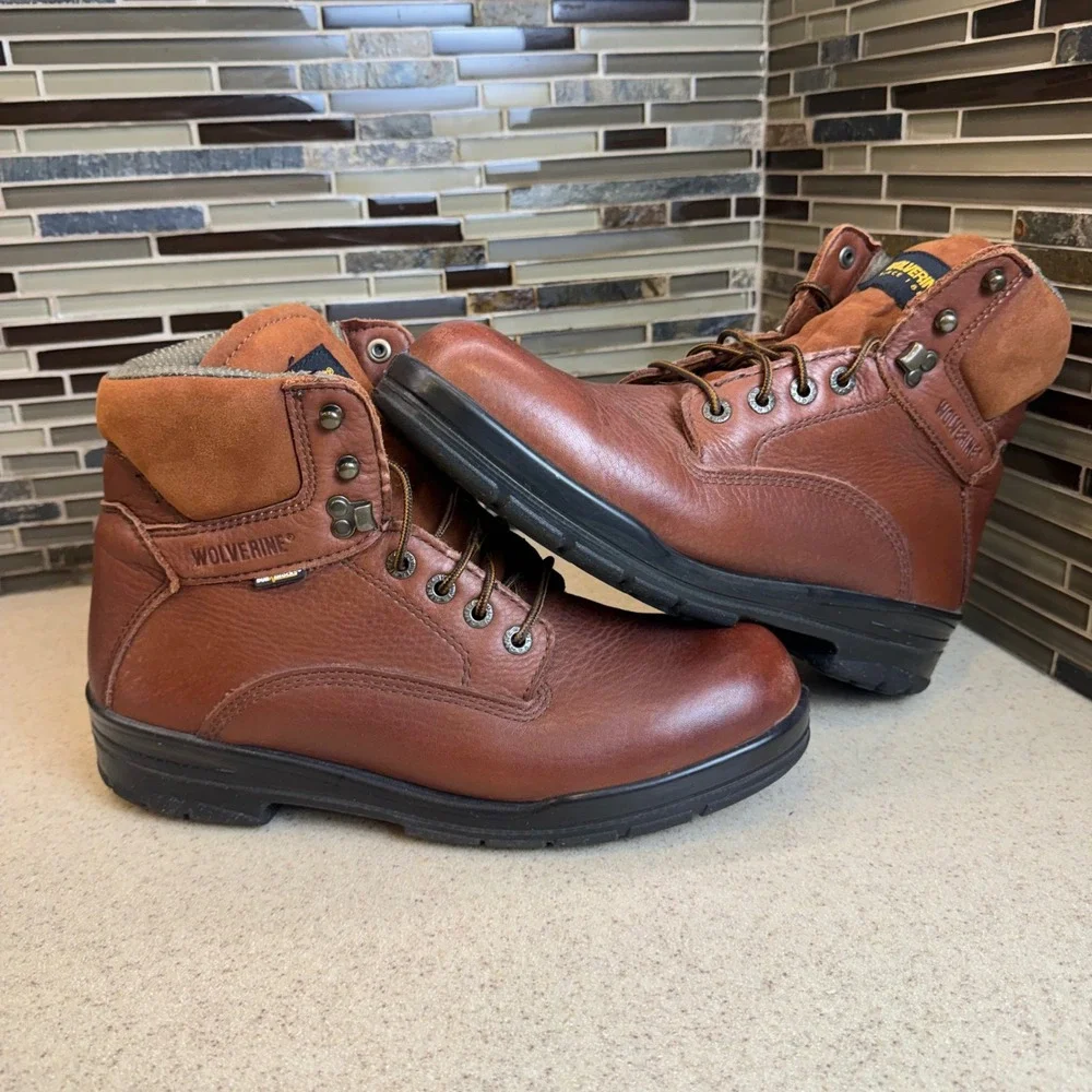 Wolverine DuraShocks Mens 11.5 W Brown Leather Work Boots W03122 Oil Resistant